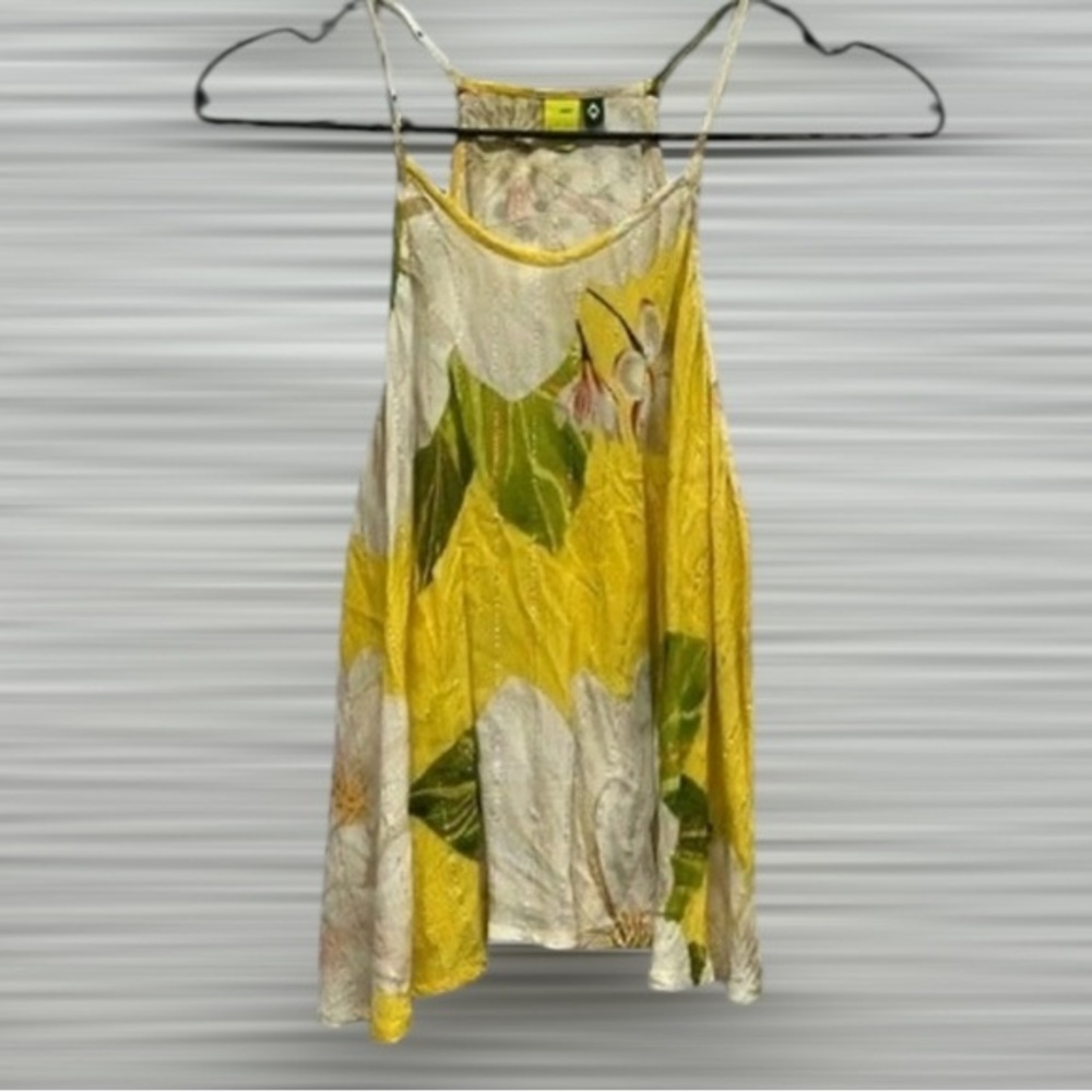 Farm Rio Anthropologie Sleeveless swingy yellow slightly cropped tank top